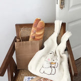 Embroidered Lamb Wool Shoulder Bag Large Capacity Women Shoulder Messenger Bag