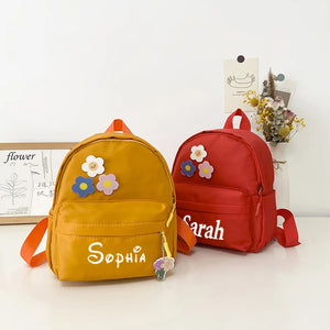 Little Flower Name Kids Backpack Nylon Kindergarten Schoolbag