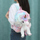 Unicorn Plush Backpack for Girls - Kids 3D Cartoon School Bag
