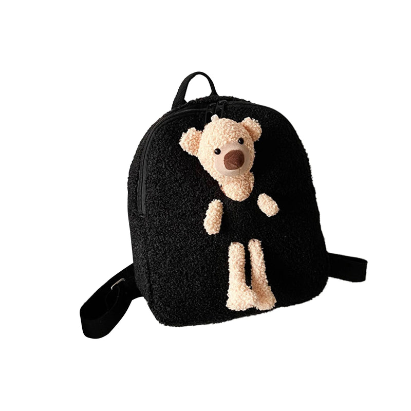 Kids Bear Doll Backpack Cartoon Pattern Plush School Bag