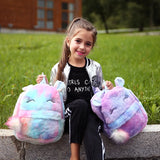 Kids Plush Animal Backpack Cute Cartoon Design Adjustable Zipper Closure