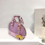 Sequins Princess Crossbody Bag Mini Satchel For Girls Kids (Pink)
