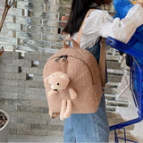 Kids Cartoon Bear Plush Backpack School Bag
