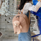 Cartoon 3D Bear Plush Kids Backpack