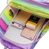 Kids Backpack Rainbow Stripe Laser Clear Waterproof Travel Shoulder Bags