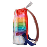 Kids Backpack Rainbow Stripe Laser Clear Waterproof Travel Shoulder Bags