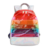 Kids Backpack Rainbow Stripe Laser Clear Waterproof Travel Shoulder Bags