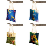 Little Prince Women Shopping Bag Double Print Classic Cartoon Anime Canvas