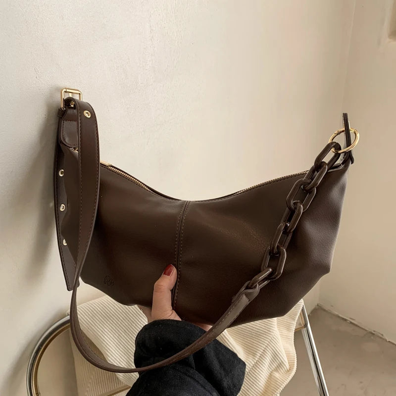 Vintage High Capacity Casual PU Shoulder Bag Soft Leather Streetwear Bag