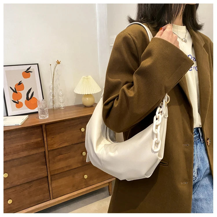 Vintage High Capacity Casual PU Shoulder Bag Soft Leather Streetwear Bag