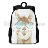 Llama Aviator Watercolor Hiking Backpack Sports Bag