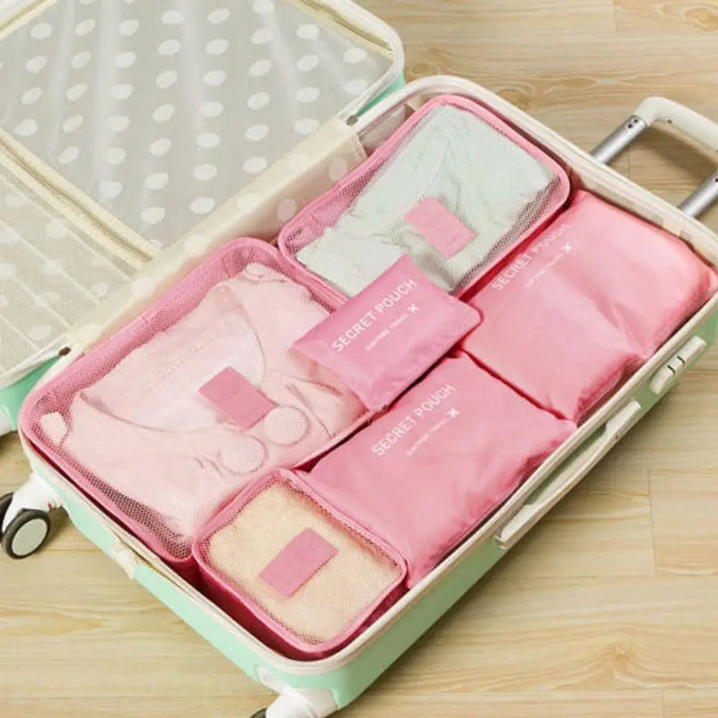 6Pcs Waterproof Travel Bags Clothes Organizer Pouch Packing