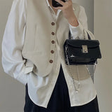 Lock Square Bag Small Big Women Leather Chain Crossbody Shoulder Bag Handbag