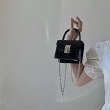 Lock Square Bag Small Big Women Leather Chain Crossbody Shoulder Bag Handbag