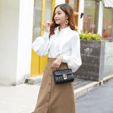 Embroidered Diamond Chain Cross-body Bag