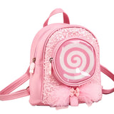 Lollipop Girl Kids Backpack Sequins LED Light
