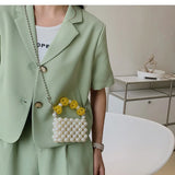 Long Chain Pearl Bead Coin Bag Hand-woven Celebrity Handbags