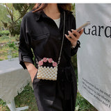Long Chain Pearl Bead Coin Bag Hand-woven Celebrity Handbags