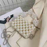 Long Chain Pearl Bead Coin Bag Hand-woven Celebrity Handbags