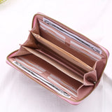 Long Clutch Wallet Zipper Purse with Wrist Strap