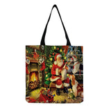 Christmas Santa Claus Printed Eco Reusable Tote Bag for Women
