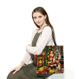 Christmas Santa Claus Printed Eco Reusable Tote Bag for Women