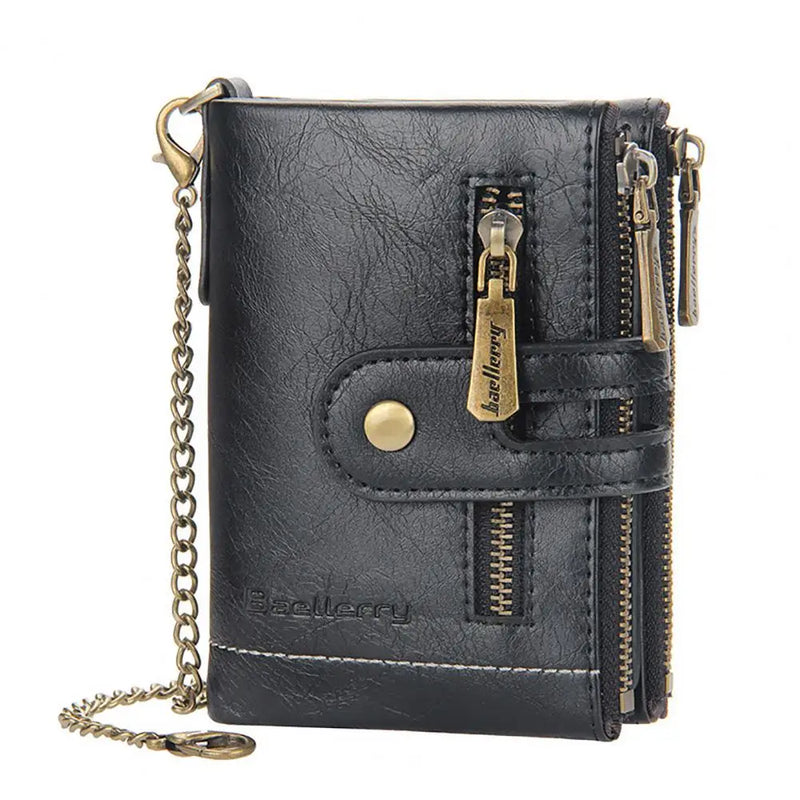 Long Lasting Unique Practical Multi-grid Men Wallet Faux Leather Retro Wallet