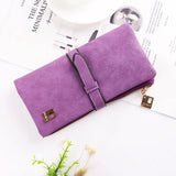 Nubuck Leather Zipper Suede Women Wallet Clutch Bag