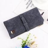 Nubuck Leather Zipper Suede Women Wallet Clutch Bag
