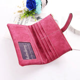 Nubuck Leather Zipper Suede Women Wallet Clutch Bag