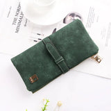 Nubuck Leather Zipper Suede Women Wallet Clutch Bag
