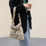 Long Strap Furry Tote Bag Plush Women Purse Autumn Winter Harajuku
