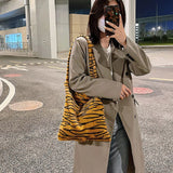 Long Strap Furry Tote Bag Plush Women Purse Autumn Winter Harajuku