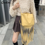 Long Tassel Shoulder Bag Women PU Leather Handbag Female Crossbody Bag