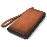 Long Wallet Leather Men Women Purse Wallet Leather Purse With Wrist Strap