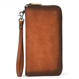 Long Wallet Leather Men Women Purse Wallet Leather Purse With Wrist Strap