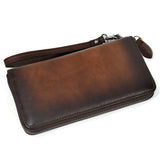 Long Wallet Leather Men Women Purse Wallet Leather Purse With Wrist Strap