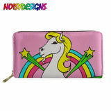 Long Wallet Women Flower Unicorn Wallet Ladies Leather Wallets PU Small Long Pur