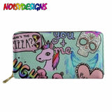Long Wallet Women Flower Unicorn Wallet Ladies Leather Wallets PU Small Long Pur