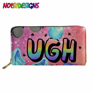 Long Wallet Women Flower Unicorn Wallet Ladies Leather Wallets PU Small Long Pur