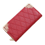 Long Wallet Women Purses Hollow Embossed Lingge Wallet Lady Sweet Clutch Wallet