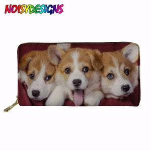 Corgi Pizza Mint Dog Pet Printed Long Wallet Women's Purse