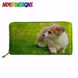 Corgi Pizza Mint Dog Pet Printed Long Wallet Women's Purse