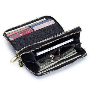 Women's Leather Long Wallet Money Coin Holder Purse Zipper