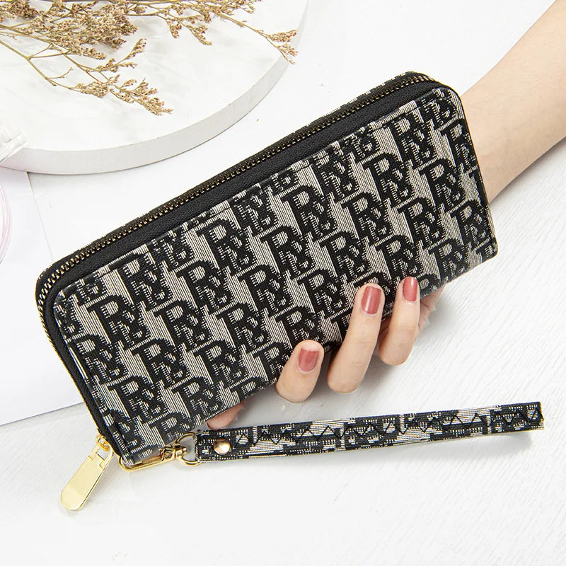 Matte Printed Letter Zipper Handbag Long Wallet Student Mobile Phone Bag