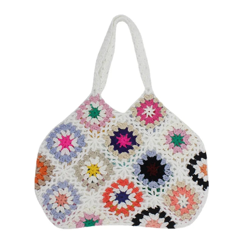 Loukong Ethnic Handbag Pure Hook Mixed Splicing Shoulder Bag