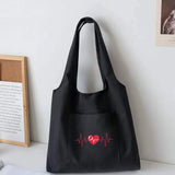 Large Capacity Women Shopping Bags Love Canvas Shoulder Vest Bag