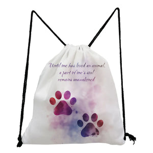 Love Dogs Funny Drawstring Backpack Dog Paws Storage Bag