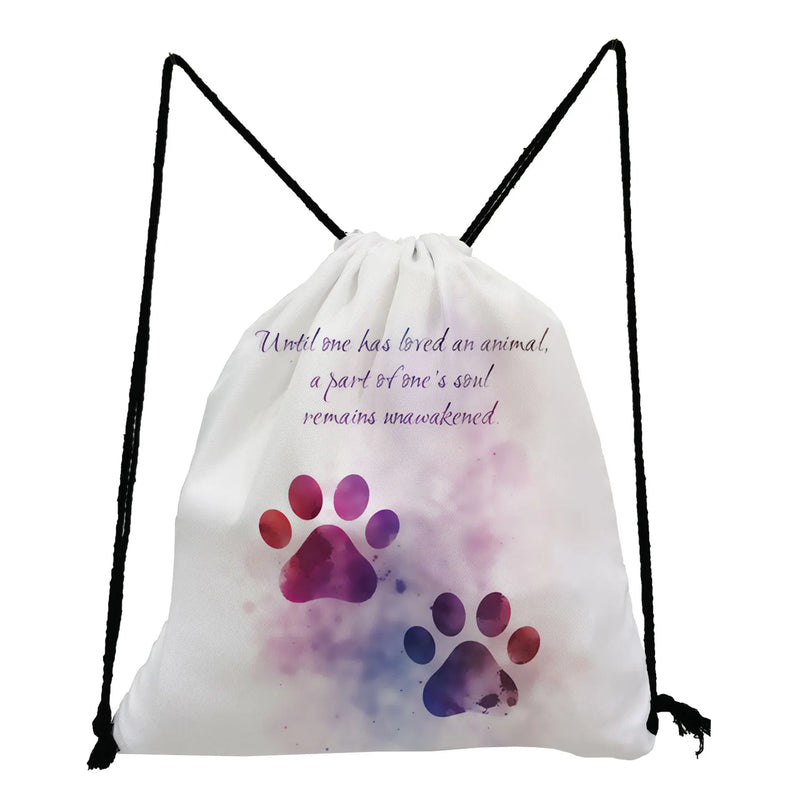 Love Dogs Funny Drawstring Backpack Dog Paws Storage Bag