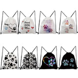 Love Dogs Funny Drawstring Backpack Dog Paws Storage Bag
